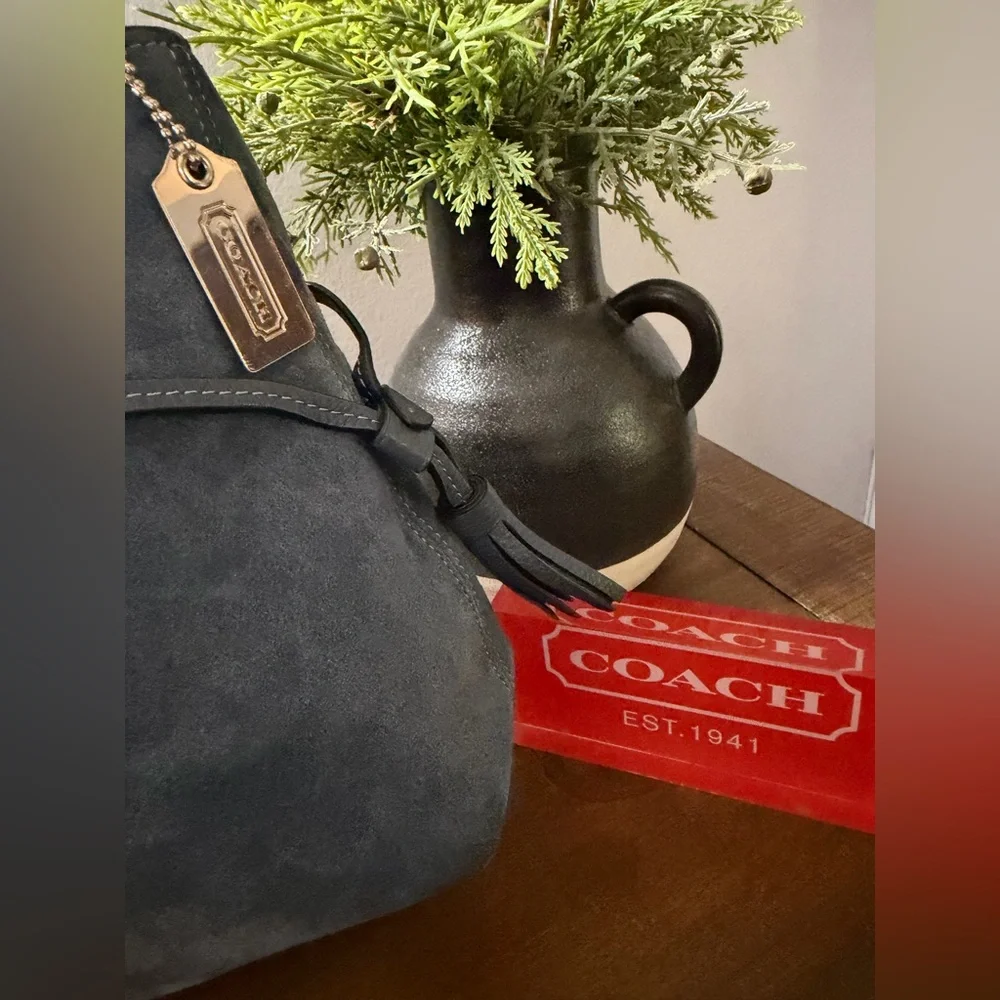 Coach Andy Blue Suede Crossbody Bag - Picture 5 of 11